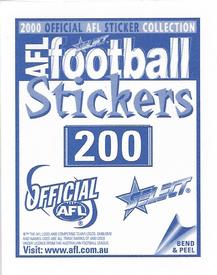 2000 Select AFL Stickers #200 Joel Bowden Back